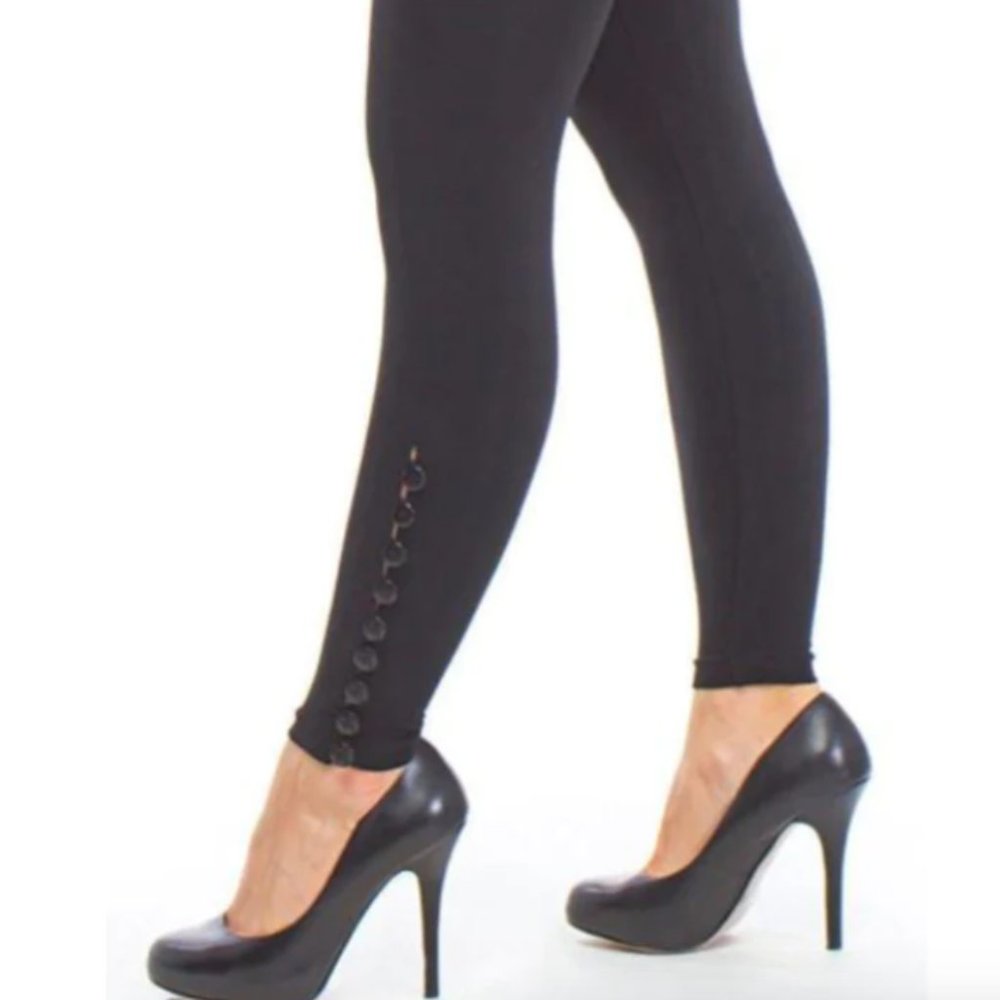 Sympli Size2 Diva Stretch Knit Leggings with Ankle Button Accents Navy